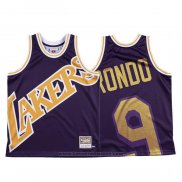 Maglia Los Angeles Lakers Rajon Rondo #9 Mitchell & Ness Big Face Viola