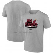 Maglia Manica Corta Miami Heat 2024 NBA Playoffs Grigio