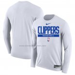 Maglia Manica Lunga Los Angeles Clippers Practice Performance 2022-23 Bianco