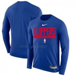 Maglia Manica Lunga Los Angeles Clippers Practice Performance 2022-23 Blu