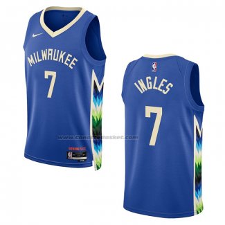 Maglia Milwaukee Bucks Joe Ingles #7 Citta 2022-23 Blu