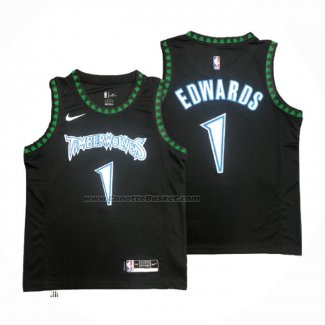 Maglia Minnesota Timberwolves Anthony Edwards NO 1 Classics Nero