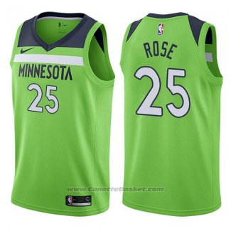 Maglia Minnesota Timberwolves Derrick Rose #25 Statement 2017-18 Verde