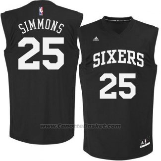 Maglia Moda Nero Philadelphia 76ers Ben Simmons #25 Nero