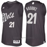 Maglia Natale 2016 Brooklyn Nets Greivis Vasquez #21 Nero