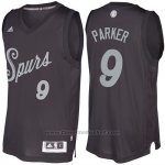 Maglia Natale 2016 San Antonio Spurs Tony Parker #9 Nero
