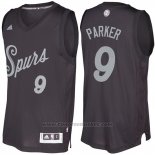 Maglia Natale 2016 San Antonio Spurs Tony Parker #9 Nero