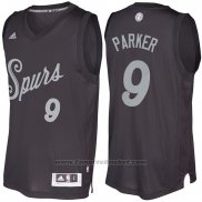 Maglia Natale 2016 San Antonio Spurs Tony Parker #9 Nero