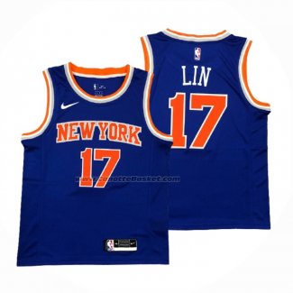 Maglia New York Knicks Jeremy Lin NO 17 Icon Blu