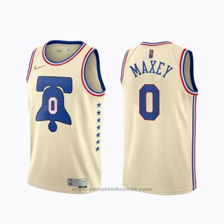 Maglia Philadelphia 76ers Tyrese Maxey #0 Earned 2020-21 Crema