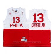 Maglia Philadelphia 76ers Wilt Chamberlain #13 Retro Bianco Rosso