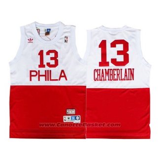 Maglia Philadelphia 76ers Wilt Chamberlain #13 Retro Bianco Rosso