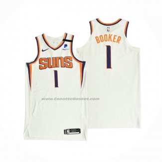 Maglia Phoenix Suns Devin Booker NO 1 Association Autentico 2021 Bianco