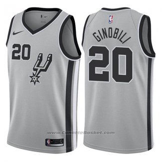 Maglia San Antonio Spurs Manu Ginobili #20 Statement 2017-18 Grigio