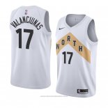 Maglia Toronto Raptors Jonas Valanciunas #17 Citta 2018 Bianco