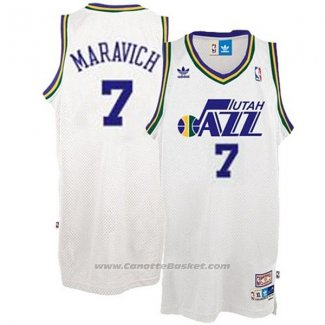 Maglia Utah Jazz Pete Maravich #7 Retro Bianco