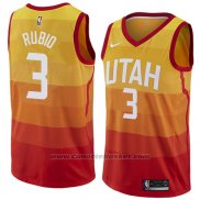 Maglia Utah Jazz Rubio #3 Citta 2017-18 Arancione