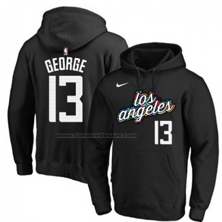 Felpa con Cappuccio Los Angeles Clippers Paul George Citta 2022-23 Nero