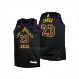 Maglia Bambino Los Angeles Lakers Lebron James No 23 Citta 2025-26 Nero