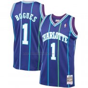 Maglia Charlotte Hornets Muggsy Bogues NO 1 Mitchell & Ness 1994-95 Viola