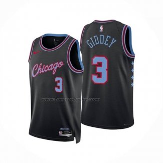 Maglia Chicago Bulls Josh Giddey No 3 Citta 2025-26 Nero