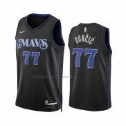 Maglia Dallas Mavericks Luka Doncic #77 Citta 2023-24 Blu