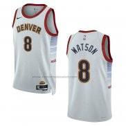 Maglia Denver Nuggets Peyton Watson #8 Citta 2022-23 Bianco