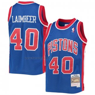 Maglia Detroit Pistons Bill Laimbeer #40 Mitchell & Ness 1988-89 Blu