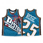 Maglia Detroit Pistons Derrick Rose #25 Mitchell & Ness Big Face Blu