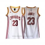 Maglia Donna Cleveland Cavaliers LeBron James #23 Bianco