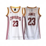 Maglia Donna Cleveland Cavaliers LeBron James #23 Bianco