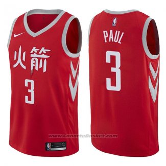 Maglia Houston Rockets Chris Paul #3 Citta 2017-18 Rosso