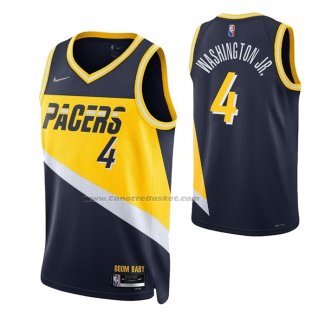 Maglia Indiana Pacers Duane Washington Jr. NO 4 Citta 2021-22 Blu