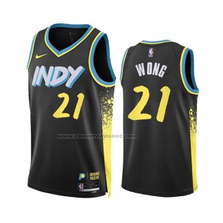 Maglia Indiana Pacers Isaiah Wong #21 Citta 2023-24 Nero