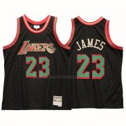 Maglia Los Angeles Lakers LeBron James NO 23 Mitchell & Ness 2018-19 Nero