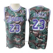 Maglia Los Angeles Lakers Lebron James #23 Camuffamento Verde