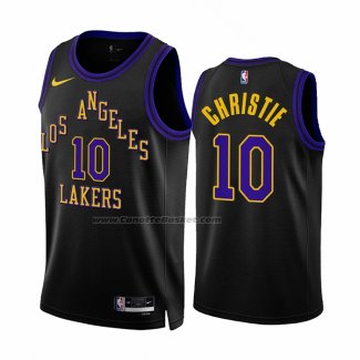 Maglia Los Angeles Lakers Max Christie #10 Citta 2023-24 Nero