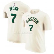 Maglia Manica Corta Boston Celtics Jaylen Brown Citta 2023-24 Crema