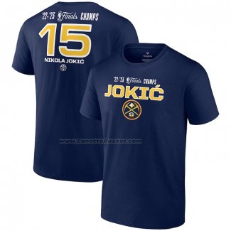 Maglia Manica Corta Denver Nuggets Nikola Jokic 2023 NBA Finals Champions Blu