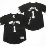 Maglia Manica Corta San Antonio Spurs Victor Wembanyama No 1 Nero