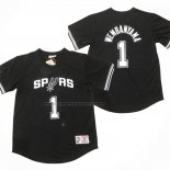 Maglia Manica Corta San Antonio Spurs Victor Wembanyama No 1 Nero