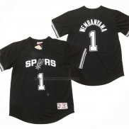 Maglia Manica Corta San Antonio Spurs Victor Wembanyama No 1 Nero