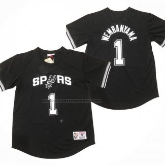 Maglia Manica Corta San Antonio Spurs Victor Wembanyama No 1 Nero