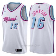 Maglia Miami Heat James Johnson #16 Citta 2017-18 Bianco