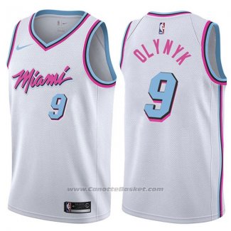 Maglia Miami Heat Kelly Olynyk #9 Citta 2017-18 Bianco