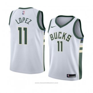 Maglia Milwaukee Bucks Brook Lopez #11 Association 2018 Bianco