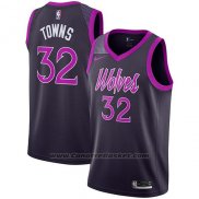 Maglia Minnesota Timberwolves Karl-Anthony Towns #32 Citta 2018-19 Viola