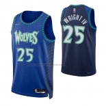 Maglia Minnesota Timberwolves McKinley Wright IV NO 25 Citta 2021-22 Blu