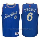 Maglia Natale 2015 New York Kristaps Porzingis #6 Blu