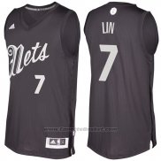 Maglia Natale 2016 Brooklyn Nets Jeremy Lin #7 Nero
